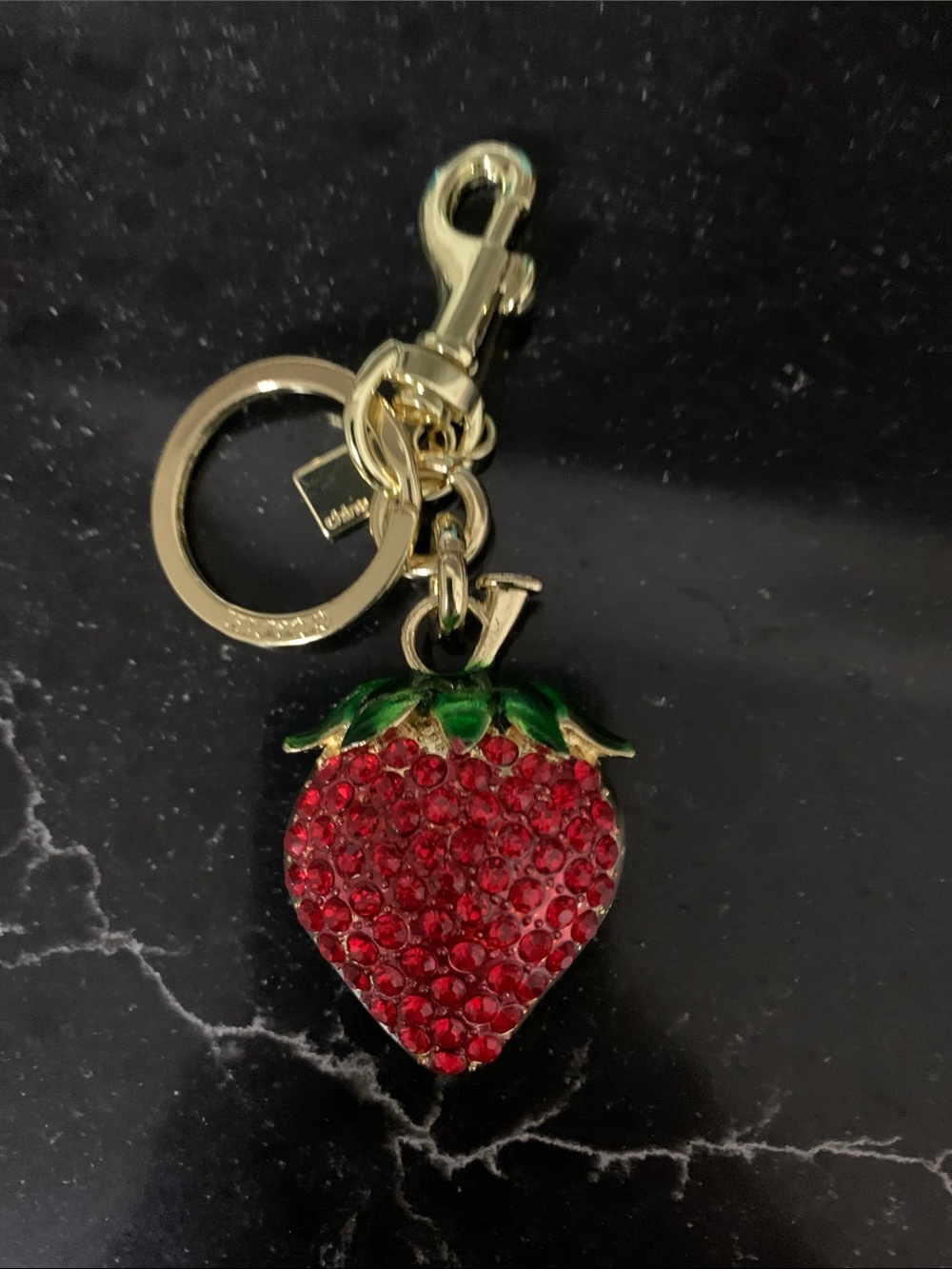 Coach Strawberry Crystal Key Charm - Red & Green